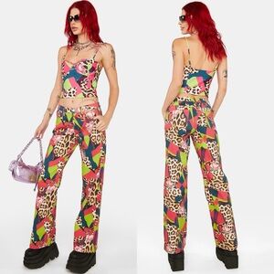 RARE🐆THE KRIPT NERIDA DENIM JEANS Animal Print Patchwork in Size Small💗